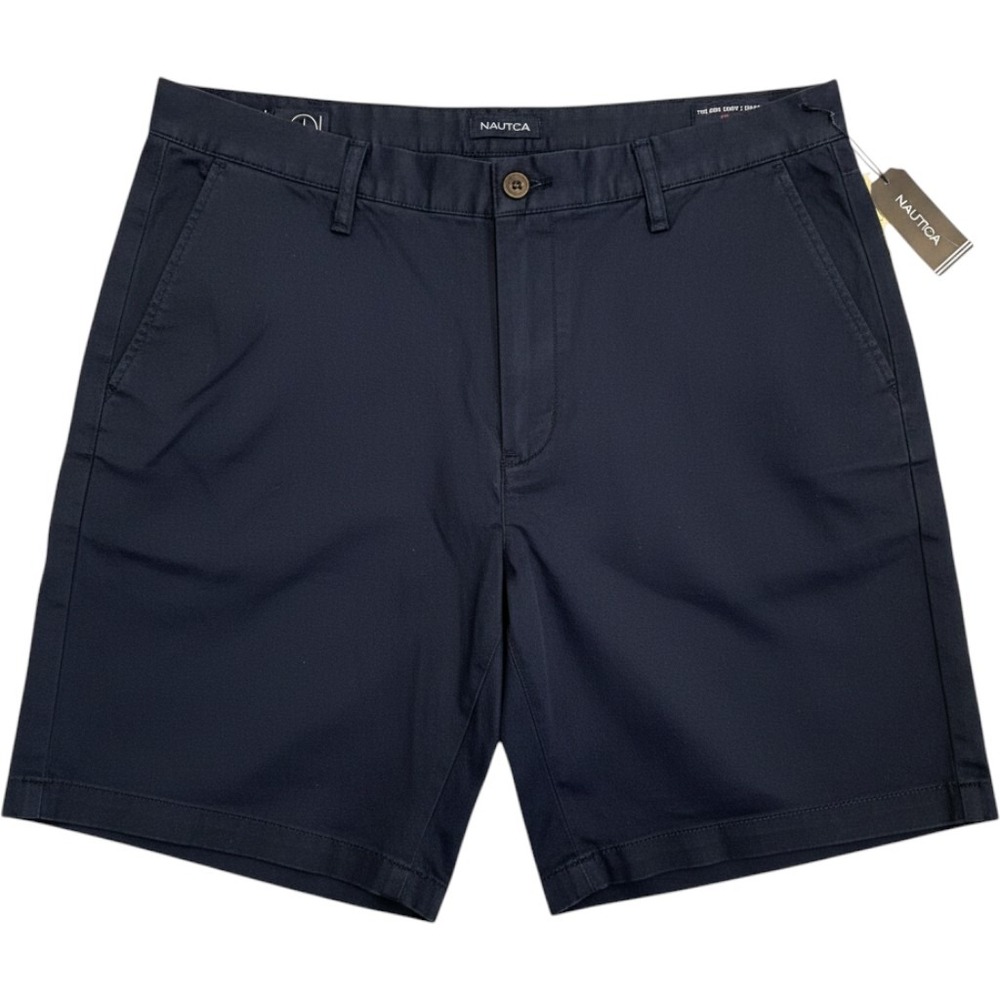 Nautica Mens Deck Shorts Navy Blue Classic Fit Stretch Chino 38 x 8.5 B7401T NWT